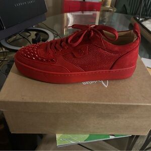 Christian Louboutin Red Spiked Sneakers